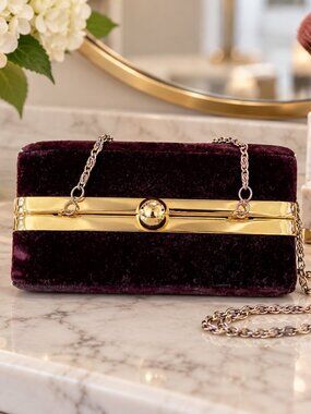 vintage Bechamel crushed velvet evening clutch